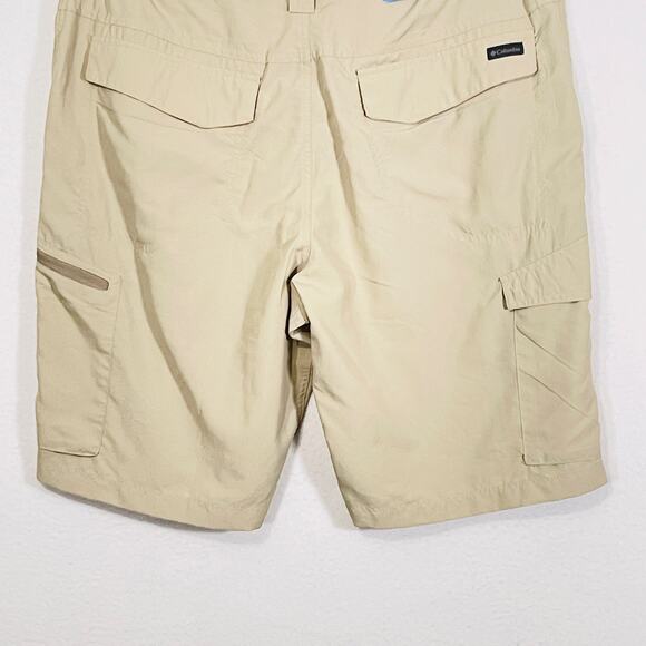 Columbia Cargo Shorts Men's 40 Omni Shade 50 UPF Moisture Wicking Khaki Belted - Picture 7 of 12